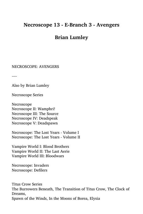Necroscope 013 - E-Branch 003 - Avengers