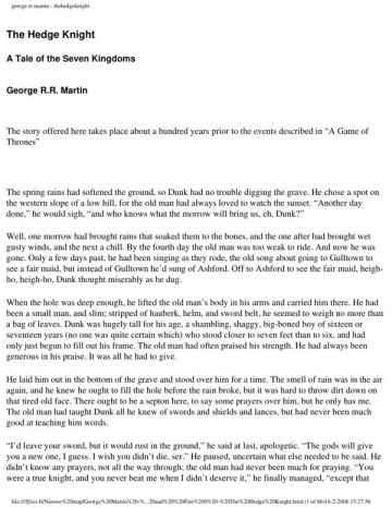The Hedge Knight - George R. R. Martin